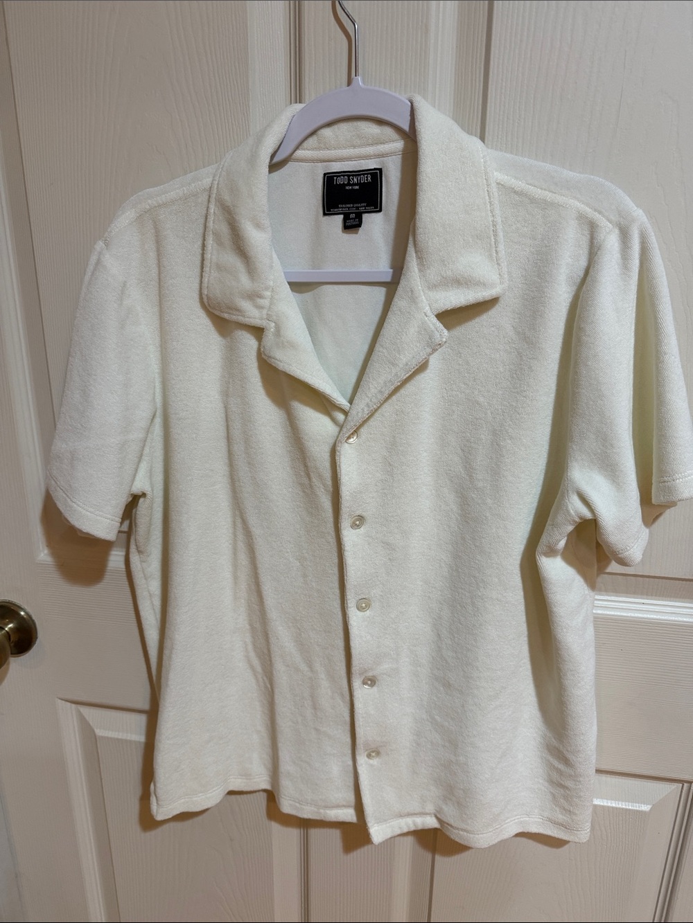 Todd Snyder Off-White Terry Cloth Camp Collar Button Shirt Sz M.  Box54